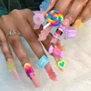 Nail Art Decorations 10st / Lot Y2K Kawaii Resin Charms Happy Gelé Gummy Mix Sweet Candy 3D Dekoration DIY Lyxtillbehör