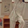 Kimono Kobiety Sakura Nosić Japoński Kawaii Pajama 2 Sztuka Zestawy Sleepwear Vintage Kwiatowy Pijama Harajuku Pajamas Loungewar 210809
