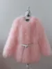 Manteau en fausse fourrure pour femme, véritable plume de dinde, vêtements d'extérieur, veste d'autruche mi-longue