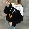 Joyeux joli sweat à capuche pour femme animal beau pull kawaii lapin sweat-shirt mignon lapin graphique vêtements d'extérieur rose noir sweat à capuche filles 210910