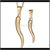 Pendant Necklaces Italian Horn Necklace Stainless Steel For Women Men Gold Color 50Cm Nxdar Fb2Ti8528707