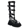 Lasyarrow 2021 Knee High Hallow Cut Out Female Gladiator Sandals Open Toe Casual Punk Platform Summer Shoes Women Dress