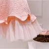 Designer Girls Letter Puff Sleeve Dresses Summer Kids Pink Falbala Tulle Dress Luxury Children Princess Clothing A70724736343