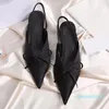 Mode-Women Sandals Pekade Toe Läder Högklackat Kvinnor Pumpar Bröllop Designer Skor Kvinna Elastisk Band Bowtie
