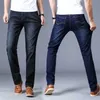 Four Seasons Hoge Kwaliteit Katoen Denim Jeans Mannen Effen Kleur Merk Business Straight Casual Jean Broek Big Size 28-40 220115