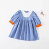 Kleine Prinzessin Spitze Kragen Plaid Kleid Koreanischen Stil Kleinkind Mädchen Langarm Temperament Lose Kleider Für Baby Mädchen 210615