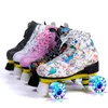 Vuxeninline rullskridskor Konstgjorda läder Double Line Kvinnor Män Två Skate Shoes Patines With White PU Flash Skate Shoe