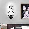 Lampes murales minimalistes modernes salon chambre lampe de chevet AC85-265V LED applique noir blanc lampe allée éclairage décoration