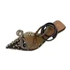 Bowknot Rhinestone Pointed Silk Sandals Kvinnors Bandage Thin Heel High Heels