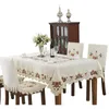 Ensemble de nappes de salle à manger rectangulaires brodées de fleurs découpées à la main, nappes rondes en satin Beige, sets de table en tissu de décoration d'intérieur