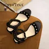 SOPHITINA Women Shoes Summer Genuine Leather Square Heel Round Toe Weave Comfortable Dressing Flock Modern Sandals FO365 210513