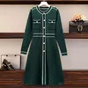 High Quality Spring Fall Korean Fashion Knitted Sweater Dress Women Slim Button Bright Shinny Vintage Party Christmas Robe 210514