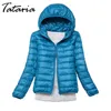 Tataria Damen-Winter-Ultraleicht-Daunenjacke für Damen, langärmelig, warmer Kapuzenmantel, weiblich, Übergröße, weiße Ente, 210514