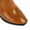 أحذية الركبة ارتفاع النساء الطويل أزياء جولة إصبع القدم سميكة الكعب سيداتي مع سحاب الربيع الخريف أحذية كبيرة الحجم 34-43