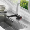 Kitchen Rotating Faucet Folding Down Cold Water Inner window Faucet Black Low Window Kitchen Mixer Faucet Single Handle Tap 210724