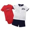 2018 Mode Baby Boy Sommar Kläder Set Barn 100% Bomull Kläder Korta Bodysuit + Shorts + T-shirt 3 st Nyfödda Barnkläder G1023