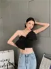 Diamonds Corset Tube Top Strappy Women Summer Spaghetti Strap Bow Black Cami Crop 210427