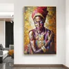 Rainha africana Negra Mulher Pôsteres e Impressões Modernas Canvas Art Pintura de parede para sala de estar Decoração de casa Sem