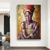 African Queen Black Woman Affischer and Prints Modern Canvas Art Wall Painting For Living Room Home Decoration Unframed200L