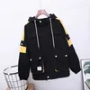 Neploe Contrast Color Hooded Cargo Jacket Autumn Zipper Coat Women Long Sleeve Safari Style Jackets Outerwear 56003 210914