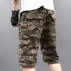 Shan Bao Hoge Kwaliteit Katoen Camouflage Shorts Zomer Klassieke Stijl Heren Plus Size Losse Shorts Blauw Groen 42 44 48 210531