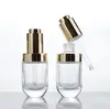 30ml Cosmetic Essential Oil Perfume Glass Dropper Bottle 30 ml with golden press pump lid cap SN3927