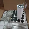 Gerader 20-Unzen-Sublimationsbecher mit strohversiegeltem Deckel aus Stahl, Strohhalmenbürste und Gummiboden. DIY-Wärmeübertragungs-Skinny-Cup-Vakuum-Kaffeebecher-Wasserflasche