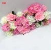 Konstgjord båge blomma rad bord löpare centerpieces sträng för bröllopsfest väg citerade blommor dekoration moq på 12 st