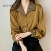 Damskie Bluzki Koszulki Kobiety Drukowane Mody Panie Biurowe Work Wear Yellow White Topy Femme Blusas Turn-Down Collar Blusa Mujer 2021