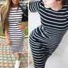 Kvinnor Klänningar Sommar 2020 Fashion Stripe Side Split Drlong Maxi Boho Sundrbeach Loose Casual Slim Fit Bodycon Dress X0529