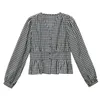 Vintage Full Sleeve Blouse Women Spring Plaid Chiffon High Waist Blusas Womens Tops And Blouses 6629 Women's & Shirts