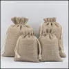 Jewelry Pouches, Bags Packaging & Display 7X9Cm 9X12Cm 10X15Cm 13X18Cm Original Color Mini Pouch Jute Bag Linen Hemp Gift Dstring For Weddin