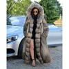 Fourrure pour femme Faux FURSARCAR luxueux manteau d'hiver femme véritable veste de chien de raton laveur naturel avec capuche 130 cm x-long grande taille 2022