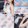 Beş Parmak Eldivenleri Yaz Kadın Kısa Güneş Koruyucu UV Anti Slip Sürüş Dantel Dantel Tam parmak Güneş Bahar Dokunmatik Ekran bayanlar Bow Dress Beyaz