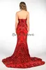 Gorgeous Red Sequined Prom Dress Glitter Mermaid Plus Size Evenig Gowns Bling Luxury Long Gradution Party Wear African robes de soirée Longue vestidos formales