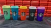 Starbucks Mugs Denizkızı Tanrıça 24oz/710ml Plastik Tumbler Kapak Yeniden Kullanılabilir Açık İçme Düz Alt Saman Renk Değiştiren Flaş Siyah Bardak