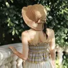 Parent-child Raffia Bow Sun Hat Wide Brim Floppy Summer Hats for Women Beach Panama Straw Dome Bucket Hat Femme Shade Visor Hat G220301