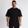 2024 T-shirt surdimensionné uni pour hommes Gym Bodybuilding et Fitness Lâche Casual Lifestyle Wear T-shirt Homme Streetwear Hip-Hop Tshirt T007