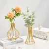 Nordic Stil Glas Blumentopf Eisen Kunst Vase Rose Gold Hängende Reagenzglas Blumenvasen Dekoration Hochzeit Schreibtisch Blumentöpfe 210409