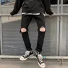 Erkek Kot Diz Yırtık Düz Gevşek Tüm Maç Kırpılmış Douyin Online Etkileyici Moda Marka Hip-Hop Street Trendy Pantolon