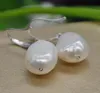 Boucles d'oreilles en argent tibétain, perles d'eau douce baroques blanches rares naturelles de 10 à 14mm, lustre suspendu