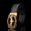 Bältesdesigner för mäns 2021 Luxury Fashion Vintage Bronze Bat Automatic Buckle Belt äkta split läder Kemer Jeans Riem