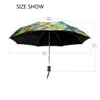 Berömd oljemålning Paraplyer Kvinnor Helt Automatisk Monethree Folding Van Gogh Anti UV med svart beläggning