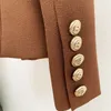 2021 Herbst Herbst Langarm Rieched-Reverel Schokolade Massivfarbe Slim Metallschnallen Zweireiher Blazer Elegante Top Qualität Outwear-Mäntel 21o13201