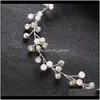 Wedding Tiara Sier Color Crystal Pearl Handmade Bridal Headband Vine Headpiece Women Hair Jewelry Aessories Drop Delivery 2021 Salyi