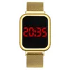 Wristwatches Luksusowe LED Cyfrowy Ekran Dotykowy Zegarki Magnes dla Kobiet Różowe Złoto Square Sukienka Kwarcowy Zegarek Kobieta Zegar 2021 Relogio Feminino