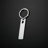 Keychains 100% Stainless Steel Rectangle Hollow Heart Keychain Blank For Engrave Metal Key Chain Mirror Polished 10pcs