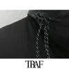 TRAF Женская мода с капюшоном скрытая внутри обрезанный мягкий жилет винтаж Винтаж без рукавов Женская верхняя одежда Chic Tops 210817