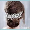 JEADYBLIAASOROSOROSIS Rhinestone Flower Bridal Tiara Pałąkwa kominowe szpilki Pins Wedding Hair Droper 2021 FMF0T