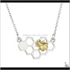 Gros Chic Argent Or Abeille Sur Le Nid D'abeille Pendentifs Hexagone Peigne Ruche Collier Pour Les Femmes Bijoux Vous Êtes Mon Miel Nhpqw Pendentif 8Jxom